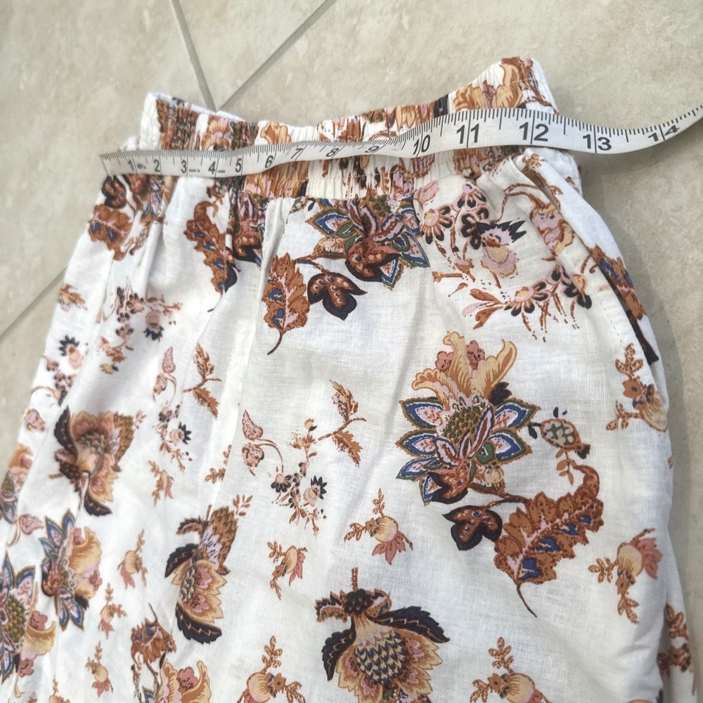 Rachel Roy 2-Piece Set White Floral Top & Wide Leg Crop Pants Linen Blend Sz M - Picture 9 of 13
